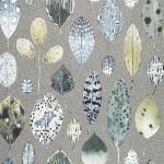 Designers Guild Tulsi PDG1060/03 Zinc -Leaves in indigo, sage, steel grey on a pewter background