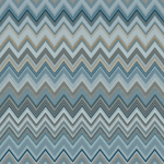 Missoni Home HAPPY ZIGZAG 10335 A chevron pattern in aqua teal, smoky blue-grey, and ecru beige tones.