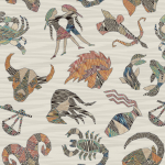 Missoni Home CONSTELLATIONS 10352 Eclectic medley of muted earth tones in orange, turquoise and grey