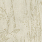 Armani Casa NIKKO 9851 Iridescent oatmeal background with khaki brown bamboo sketch