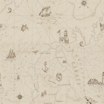  Searsport map - Natural, Ivory & White Wallpaper PRL5027/01