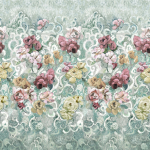 Designers Guild Tapestry flower PDG1153/03 Soft green hues highlighting the intricate floral design.