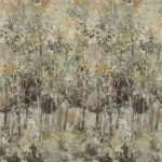 Designers Guild Bois de bouleau grasscloth scene 1 PDG1185/01 Warm sepia tones create a vintage and serene forest ambiance.