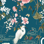 Jannelli & Volpi LAC DE VÉNUS JV-7234 Pink, green, off white, brown on teal blue background