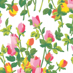 Jannelli & Volpi ROSERAIE JV-7272 Tonal pinks, yellow, orange and green on white background