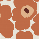Marimekko UNIKKO 25101 Orange, soft peach, maroon, off-white