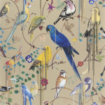 Christian Lacroix Birds sinfonia PCL7017/04  Or - Multicoloured birds in vibrant shades of blue, lemon, and tro...