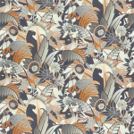 Osborne & Little FANTASQUE F6860-02 Terracotta orange, charcoal grey and beige with cream accents