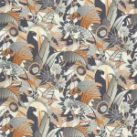Osborne & Little FANTASQUE F6860-02 Terracotta orange, charcoal grey and beige with cream accents