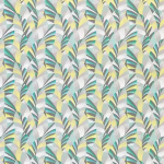 Osborne & Little CHRYSLER F6862-01 Soft sage green, pale yellow and white with grey outlines