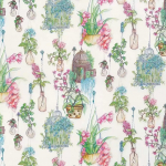 Osborne & Little HANGING GARDEN F7014-01 Cream background with pink flowers, turquoise accents and green fol...