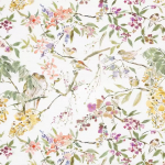 Nina Campbell PENGLAI NCF4171-01 Sage green, coral pink and purple with golden yellow accents