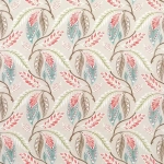 Nina Campbell FONTIBRE NCF4195-02 Coral pink, seafoam blue and beige with taupe brown accents