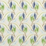 Nina Campbell FONTIBRE NCF4195-03 Navy blue, apple green and pale blue on cream background