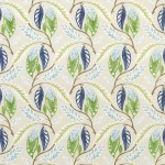 Nina Campbell FONTIBRE NCF4195-03 Navy blue, apple green and pale blue on cream background