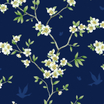 Today Interiors Hanami Trail CH30202 Navy blue, white, green, taupe, brown and yellow