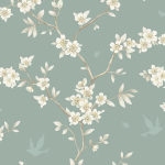 Today Interiors Hanami Trail CH30204 Marine green, taupe and white