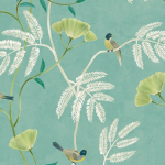 Today Interiors Kohana Branch CH30304 Aquamarine, teal, green, off-white, taupe, brown, lime, navy