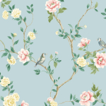 Today Interiors Jangmi Trail CH31602 Soft sky blue, pink, off white, yellow, green, brown and grey
