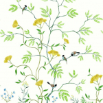 Today Interiors MOKUSEI BRANCH MURAL CH31903M Off white, green, tan, taupe, blue, grey, black, brown