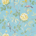 Today Interiors SALTERS CL30912 Canary yellow, mint green, and powder blue on a light blue backgrou...