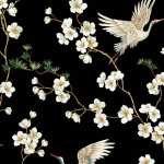 Today Interiors SWITHINS CL31100 Ivory, gold, and emerald green on a deep black background.