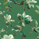 Today Interiors SHERBOURN CL31404 Forest green, emerald green, and ivory on a deep navy blue backgrou...