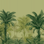 Today Interiors SUN COURT CL31804M Forest green and olive green palm trees and foliage on a muted sage...