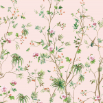 Today Interiors STONE HOUSE COURT CL32201M Bright pink background with green foliage, pastel pink, and coral f...