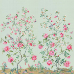 Today Interiors SWAN LANE CL33104M Light green leaves and branches with vibrant pink, white, and yello...