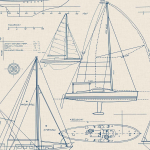 Today Interiors THAMES CL71002 Deep blue schematic details on a cream linen background.