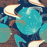 Mind The Gap Cosmic Debris WP20532 Blue, Orange, Taupe
