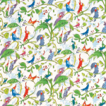 Osborne & Little Cockatoos Fabric F6050-01 Multicolour/White/Green