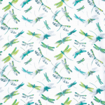 Matthew Williamson Dragonfly Dance Fabric F6630-01 Greens, Turquoise and white