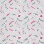 Matthew Williamson Dragonfly Dance Fabric F6630-03 Pink, turquoise and greys