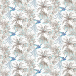 Matthew Williamson Bird of Paradise Fabric F6631-04 Blue, Grey and White