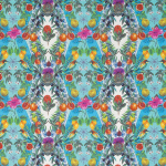 Osborne & Little Talavera Fabric F7242-01 Persian blue and turquoise on a stone background