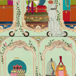 Mind The Gap FANCY TRIP WP20778 In this colour-way, a soothing turquoise background is complemented...