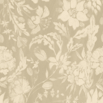 Mind The Gap FLOWERY ORNAMENT WP30036 A warm beige background with cream and white floral motifs.