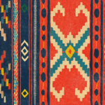 Mind The Gap HERITAGE WP20545 Patterns in blood orange, navy blue and highlights of beige, indigo...