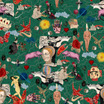 Mind The Gap ILLUSIONARY DAYTIME WP20618 Comprises forest green, scarlet red, mustard yellow, sky blue, cora...