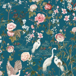 Jannelli & Volpi LAC DE VÉNUS JV-7234 Pink, green, off white, brown on teal blue background