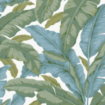 Jannelli & Volpi BANANE JV-7226 Tonal green and blue leaves on off-white background