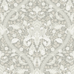 KT Exclusive William Morris KELMSCOTT KT30307 A soft grey background  with white and pale grey foliage. Subtle el...