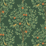 KT Exclusive William Morris TREE OF LIFE KT31014 A rich green background with sage green foliage complemented by war...