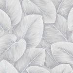 Today Interiors SAVANNAH GRASS LS61808 Grasscloth LS61808 Detailed silver leaves on metallic silver background.
