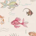 Nina Campbell Aquarium NCW3833-03 Pearlesque cream backdrop promotes the images of orange, purple and...
