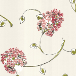 Nina Campbell Corsham NCW4101-01 Flowers in coral red, on pale buff.