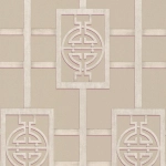 Nina Campbell Sansui NCW4181-01 Pale taupe ground with pearl trellis.