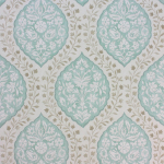 Nina Campbell Marguerite NCW4304-05 Aqua and taupe on an ivory background
